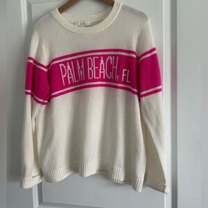 Lily Pulitzer: Palm Beach Kelsa Sweater - cream with Hot Pink Stripe Size L